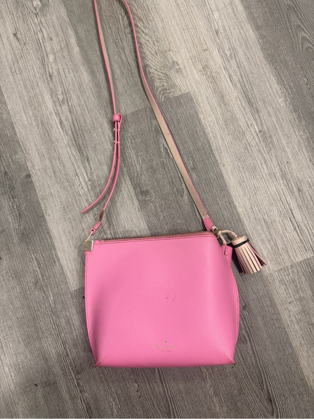 kate spade Pink Pebbled Leather Crossbody with Tassel